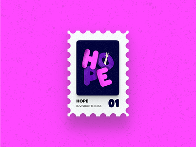 Post Stamp Series: HOPE 3d design flat free freebies grain texture hope illustration invisible minimalist mockups pixar post stamp series stamp typography vector