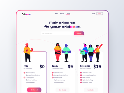 Pricing Page 3d freebies landing page minimalist pricing pricing page pricing plans pride pride month subscribe form subscription ui ux web design