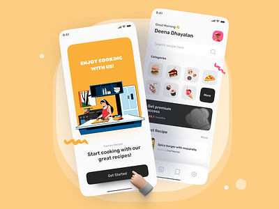 Food Recipe App 🍳 3d food app freebies minimalist mobile mockups recipe app ui ux