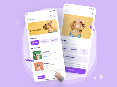 Pet Adoption App 🐶😺 3d adoption minimalist mobile mockups pet pet adoption pet adoption app pet app product design ui