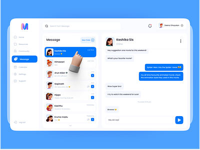 Chat Dashboard 3d chat chat app chatting dashboard freebies message message app messager product design ui website