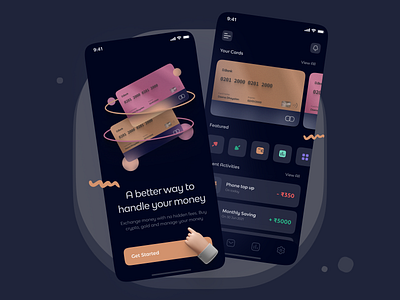 Credit Card Managing app 💳 3d banking app card credit card dark ui dashboard mobile mobile app money product design