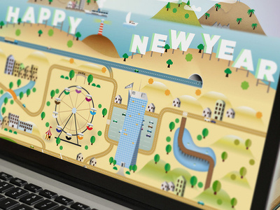 Happy New Year 2014 illustration illustrator wish card