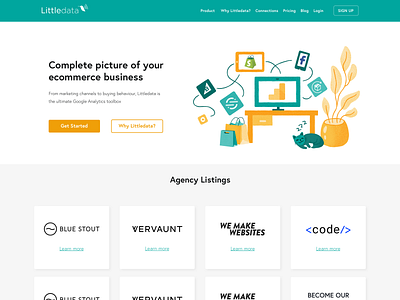 Landing Page agency analytics app art branding business design illustration illustrator landingpage logo ui ux vector web website