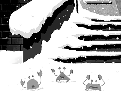 Circle wallpaper: Winter 2018 brownstone circle city crab design illustration phone snow steps stoop wallpaper winter