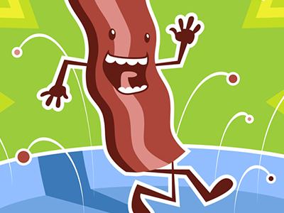 Dance Party Time • Debut bacon character design crispy dancing illustration vector