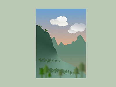 Beauty in Nature - Switzerland art clouds figma flat design illustration landscape mountains portrait swiss switzerland tree