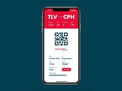 Daily UI 024 - Boarding Pass airline boarding pass dailyui dailyui 024 dailyuichallenge design figma mobile norwegian qatar airways qr code