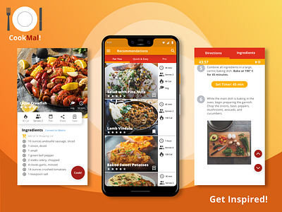 CookMal! Recipe App app branding brief casestudy design flat minimal ui ux vector