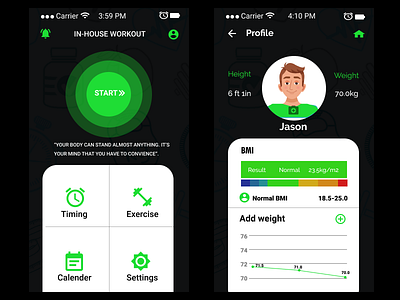IN-HOUSE FITNESS APP app design fitness simple workout
