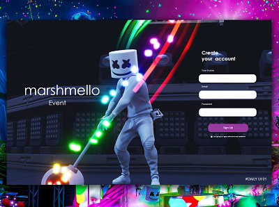 Daily UI :001 Marshmello event sign up 001 app daily ui dailyui design dribbble interaction dribble dribblers logo ui ui design graphic designing ux web
