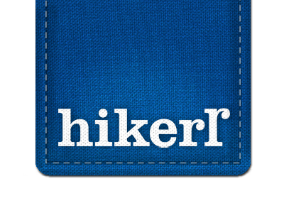 Hikerr Application Identity app blue font header hike identity logo patch stitch type