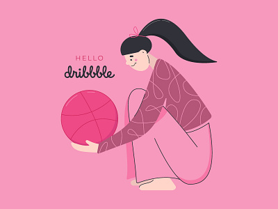 Hello Dribbble! So happy to join the Dribbble family! dribbble firstshot girl hello dribbble illustration vector woman