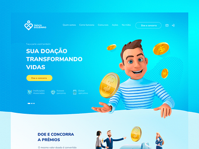 Troco Solidário - Redesing blue flat gradient interface ong redesign site user interface uxui webdesign