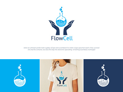 FlowCell Logo Concept bio blue brand branding and identity bubbles chemical chemicals design dot eco laboratory logo modern tech technology logo visualidentity