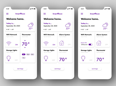 Daily UI 021 - "Home Monitoring Dashboard" 021 app daily ui daily ui challenge dailyui dailyuichallenge design home monitoring dashboard smart home smart home app ui