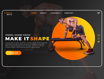fitness UI branding design illustration illustrator minimal ui ux vector web website