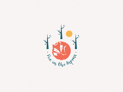 Fox in the aspens - Logo design for a cozy small gift shop aspens branding circle cozy design flat design fox fox illustration fox in the aspens gift shop logo logo for sale minimal sleeping vector