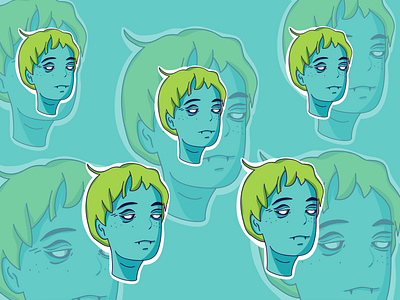 Zombi Character art background blue cartoon character cute design funny ghost green illustration illustration digital kawaii modern monster sticker vector zombi