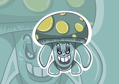 Occult Mushroom Monster 1 01 aliens art cartoon cute flatdesign fungi funny illustration kawaii modernart moderndesign monster mushroom occult occultism vector vector design vectorart vectorillustration zombie