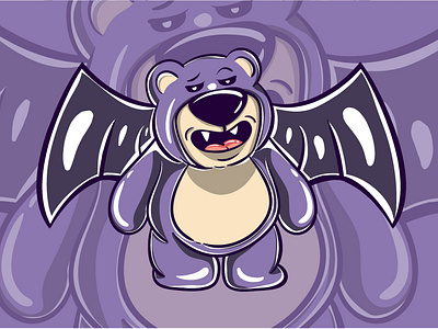 Purple Bear Monster Character