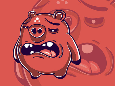 Baby Red Pig Monster Character baby background cartoon character cartooning character cute design flat illustration flatdesign halloween halloween design illustration kawaii magic monster occult pig red sticker vector