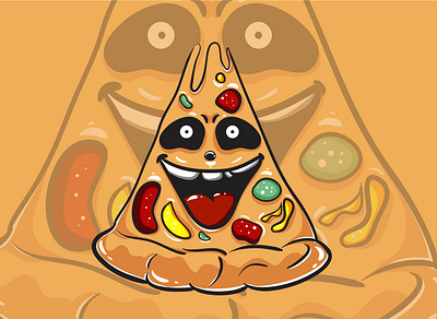 Smile Pizza Monster Character 01 background cartoon character cute design fastfood fortune illustration junkfood kawaii magic monster mystic occult pizza smile sticker topping vector vectors