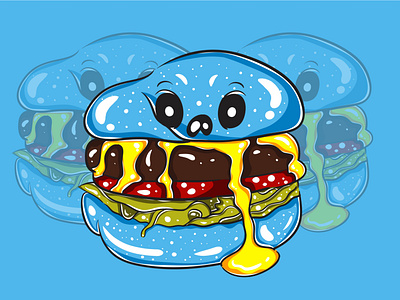 Blue Burger Monster Character 01