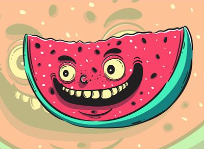 watermelon monster character 01 character cute design fortune fruit funny halloween illustration kawaii magic monster mystic occult vector watermelon