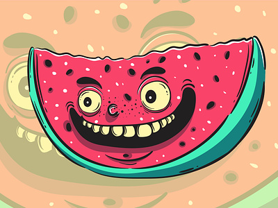 watermelon monster character 01 character cute design fortune fruit funny halloween illustration kawaii magic monster mystic occult vector watermelon