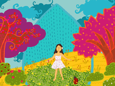 Embracing the raindrops characters colorful colorfulart illustration illustrator illustratorsofindia indieart vibrant