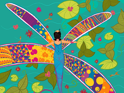 Dragonfly colorful design illustration illustrator illustratorsofindia indieart procreate