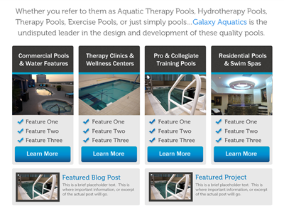 Galaxy Aquatics Home Page aquatic therapy boxes design graphics pools water web web site