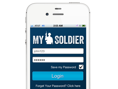 My Soldier Login app button form login logo
