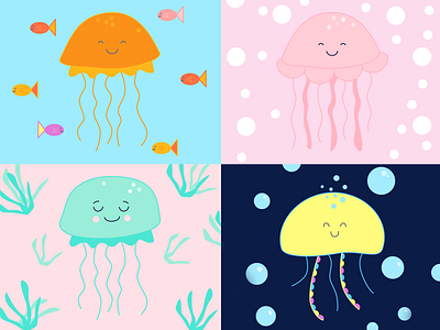 Jellyfish Characters character characters design illustration jellyfish underwater vector