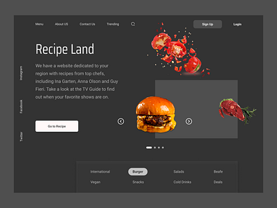 Recipe Land app design figma landing page minimal ui ux