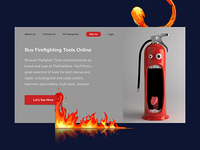 Firefighting Online Store app design figma landing page minimal ui