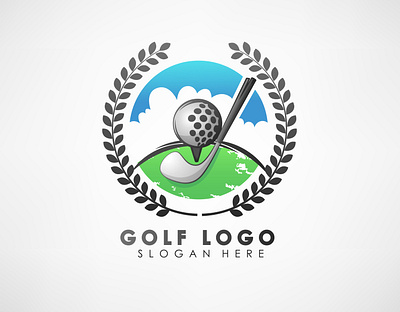 Golf Concept Logo Template With Laurel Wreath adobe illustrator branding design game games golf golf ball golf club icon illustration laurel wreath leisure logo sport sports logo ui ux vector