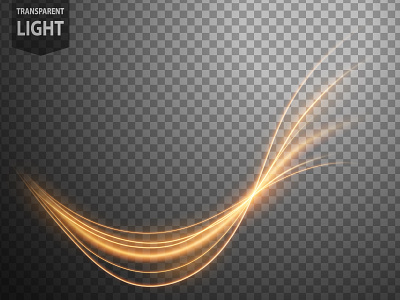 Abstract Gold Wavy Line of Light with a transparent background