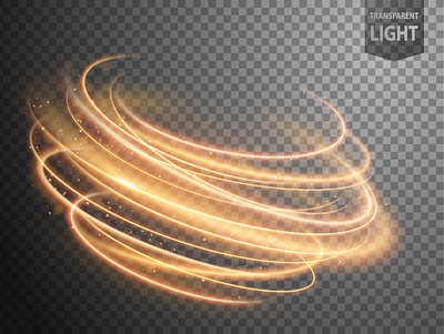 Abstract Gold Wavy Line of Light with a transparent background abstract adobe illustrator design gold hurricane illuminated illustration light neon orange shiny spark storm tornado vector wave web wind