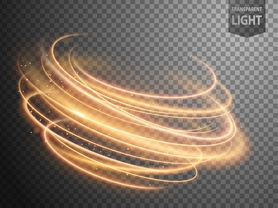 Abstract Gold Wavy Line of Light with a transparent background