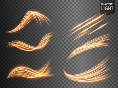 Abstract Gold Wavy Line of Light set abstract adobe illustrator combination design fire gold illuminated illustration light line neon orange scratch set shiny vector wave web wind yellow