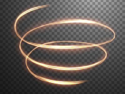 Abstract Gold Wavy Line of Light with a transparent background