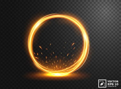 Rotating golden shiny with sparks abstract adobe illustrator circle design fire friction gold illuminated illustration light round shiny vector web