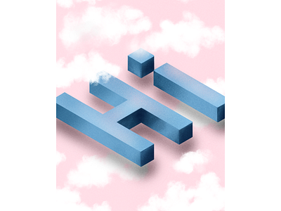 Floating "Hi" in the clouds 3d air artwork blue blue and white clouds cute cute illustration grainy hand lettering hi illustration illustration design illustrations pink procreate shadows sky typography typography design
