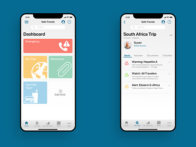 CDC Safe Travels App vol. 3 cdc contact dashboard dashboard design documents emergency food food safety app important documents list view mobile app sketch travel app travel app design uidesign uidesigns uiux ux design uxdesign warning