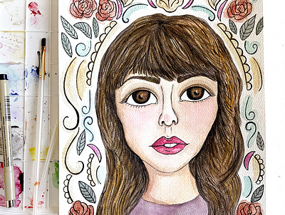 Portrait of Karla Pereira for "INSPIRED BY..." series artwork draw everyday illustration inspired by these women isolation creation personalproject portrait art portrait painting portrait project portraits watercolor watercolor portrait women in illustration women who draw women who inspire women