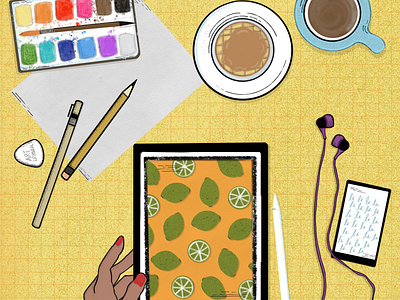 Morning Routine artwork design digital art digital illustration draw draw everyday drawing illustration isolation creation lemon pattern morning life morning routine procreate procreate app