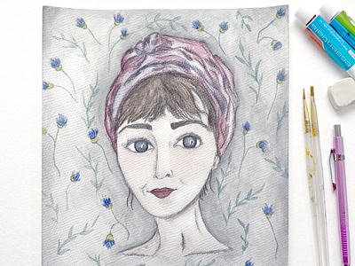 Portrait of Beth Kirby for my "INSPIRED BY...these women" artwork draw everyday illustration personalproject portrait art portrait illustration portraits watercolor watercolor art watercolor painting women in illustration women portraits women who draw women who inspred