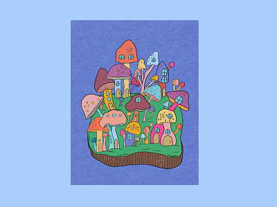 Mushroom Island artwork artworkforsale design digital art illustration illustration project mushroom art mushroom illustration procreate society6 society6artist